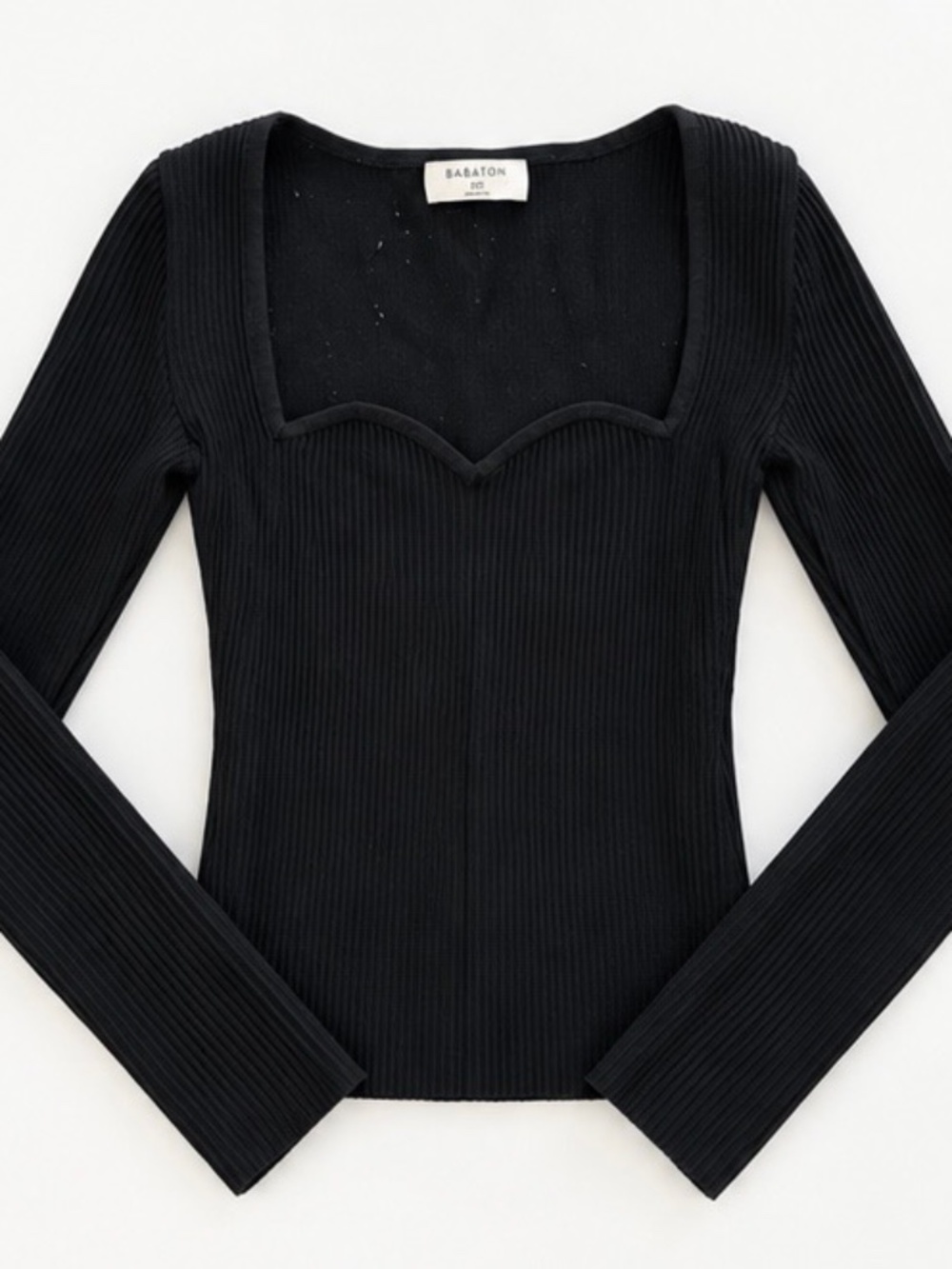 Aritzia Babaton Sculpt Knit Sweetheart Longsleeve Black 2XS